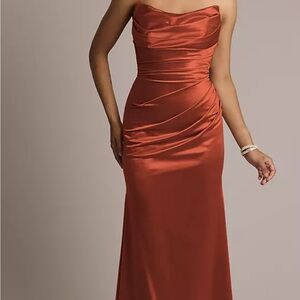 David’s Bridal Sculpting Satin Strapless Mermaid Dress WITH SLIT